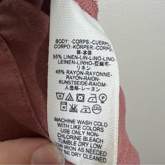 Free People Womens Ruffle My Feathers Mini Wrap Linen Skirt in Rose Pink Size 4 - Picture 8 of 8